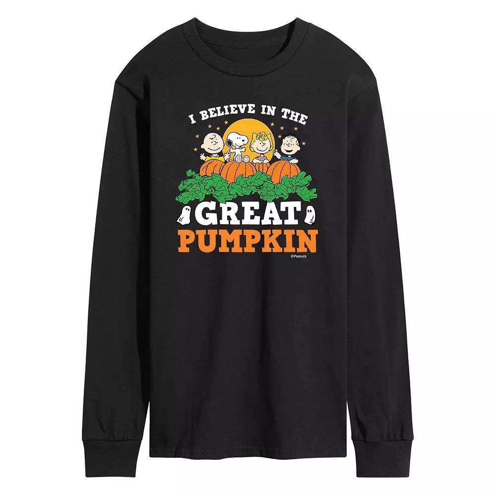 Men's Peanuts Great Pumpkin Long Sleeve Tee, Size: Large, Black Product Image