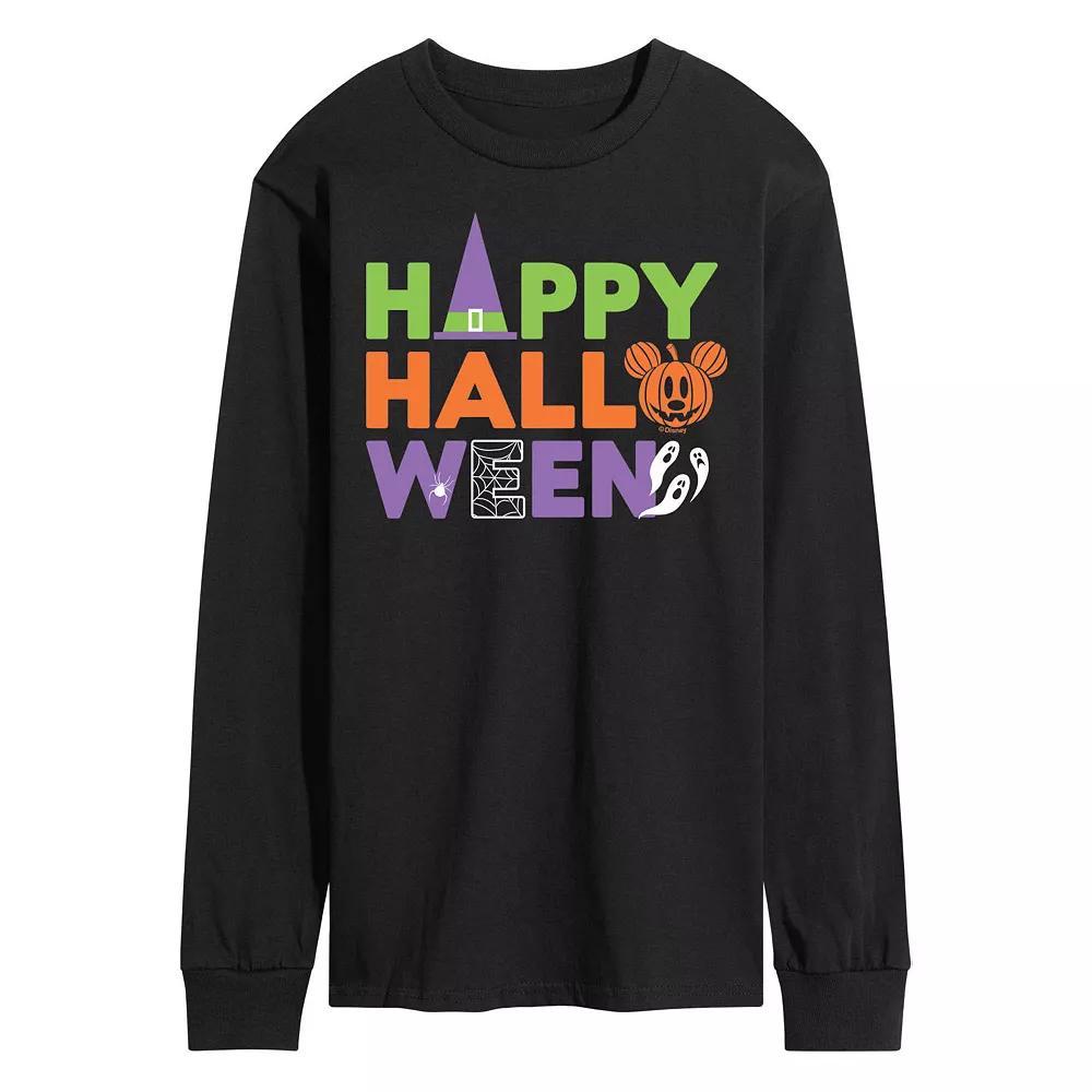 Disney's Mickey Mouse Men's Happy Halloween Long Sleeve Graphic Tee,  Product Image