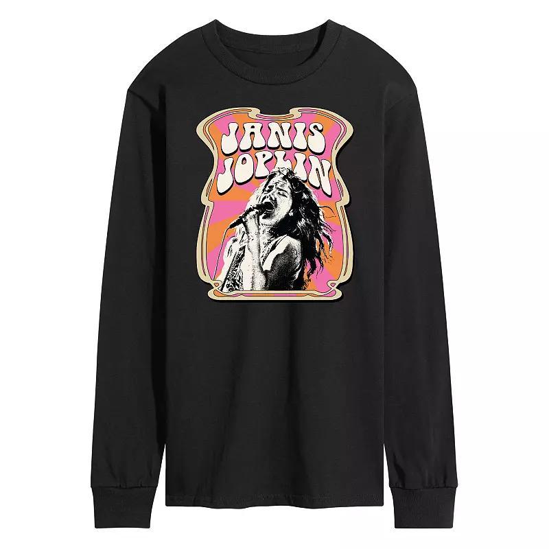 Men's Janis Joplin Poster Long Sleeve Tee, Size: Medium, Blue Product Image