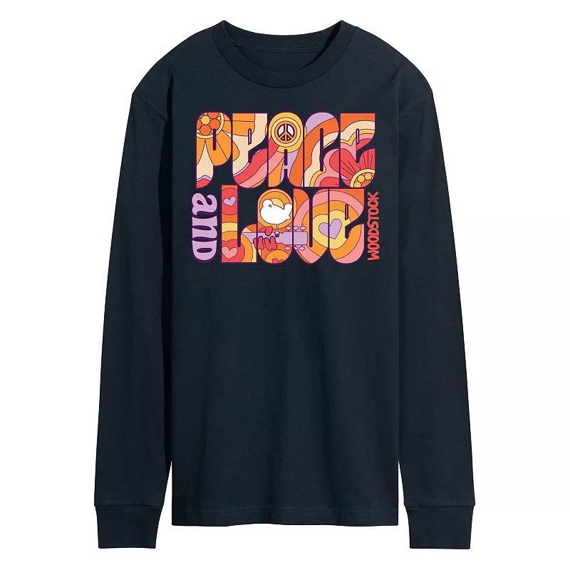 Men's Woodstock Peace And Love Long Sleeve Graphic Tee,  Product Image