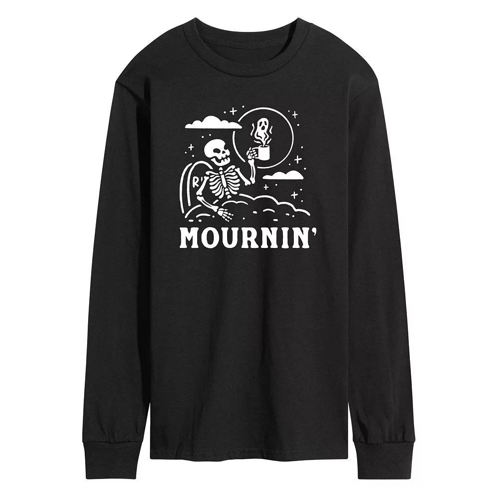 Men's Mournin Skeleton and Coffee Long Sleeve Graphic Tee,  Product Image