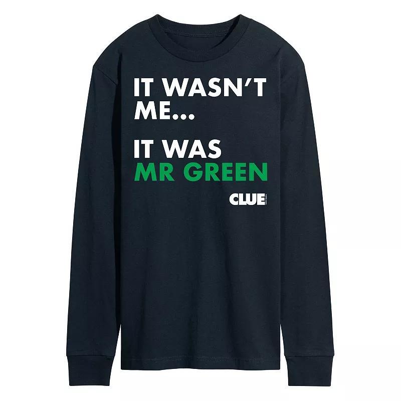 Men's Clue It Was Mr Green Long Sleeve Graphic Tee by Hasbro, Size: XXL, Black Product Image