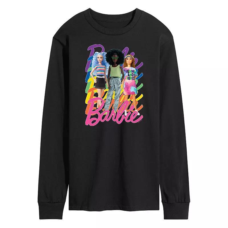 Men's Barbie Pride Rainbows Long Sleeve Graphic Tee, Size: Large, Blue Product Image