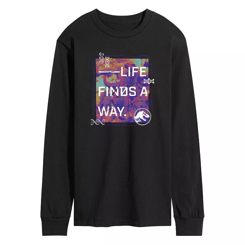 Men's Jurassic World Life Finds A Way Long Sleeve Graphic Tee, Size: Medium, Black Product Image