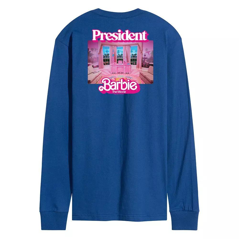 Men's Barbie™ The Movie President Barbie Long Sleeve Graphic Tee,  Product Image