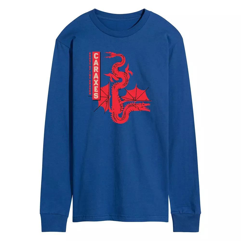 Men's House Of The Dragon Caraxes Dragon Long Sleeve Graphic Tee, Size: Large, Grey Gray Product Image