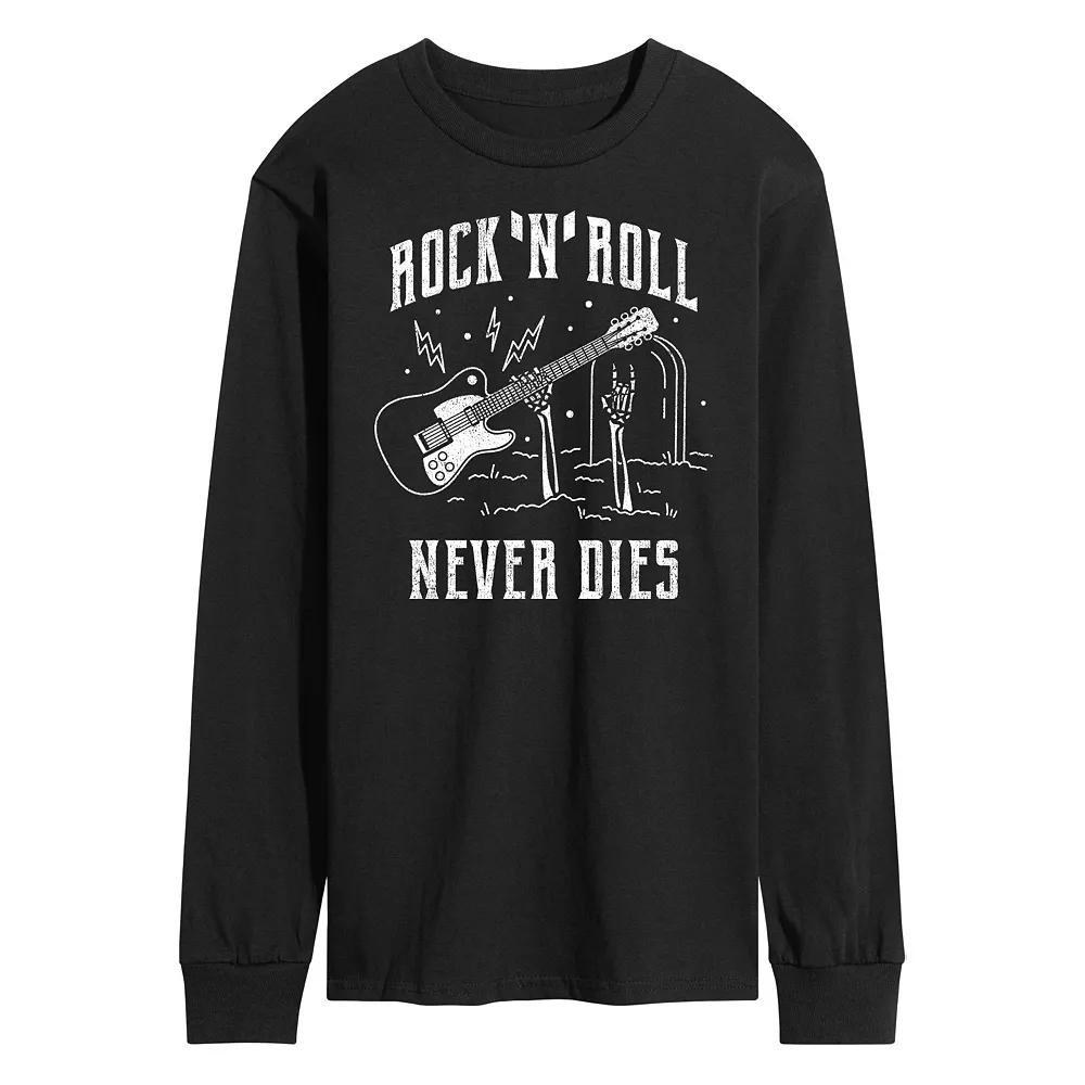 Men's Rock N Roll Never Dies Long Sleeve Graphic Tee,  Product Image