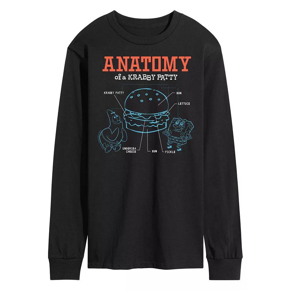 Men's Nickelodeon SpongeBob Squarepants Krabby Patty Long Sleeve, Size: Medium, Black Product Image