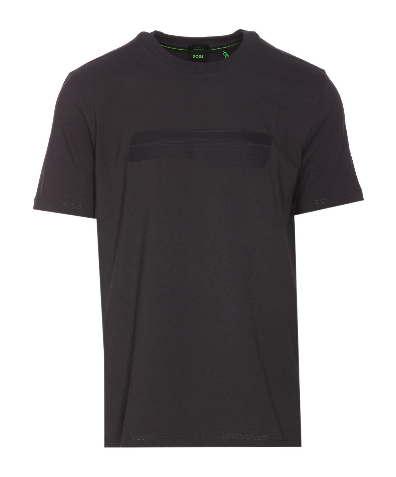 HUGO BOSS Logo-debossed T-shirt In Black Product Image