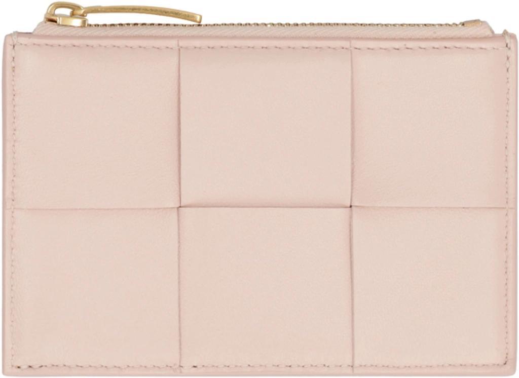 BOTTEGA VENETA Leather Card Holder In Pink Product Image