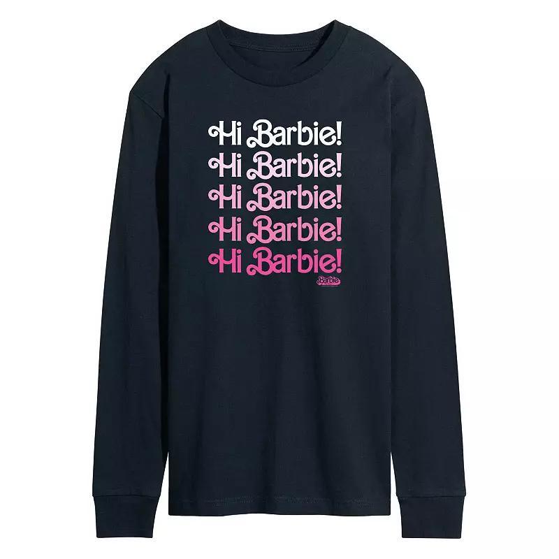 Men's Barbie™ The Movie Hi Barbie Long Sleeve Graphic Tee, Size: Medium, Blue Product Image