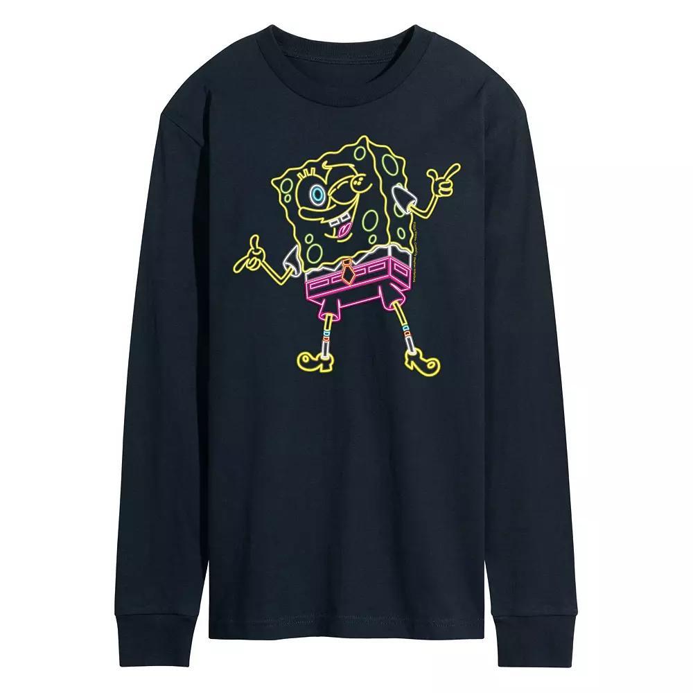 Men's SpongeBob Squarepants Neon Long Sleeve Graphic Tee,  Product Image