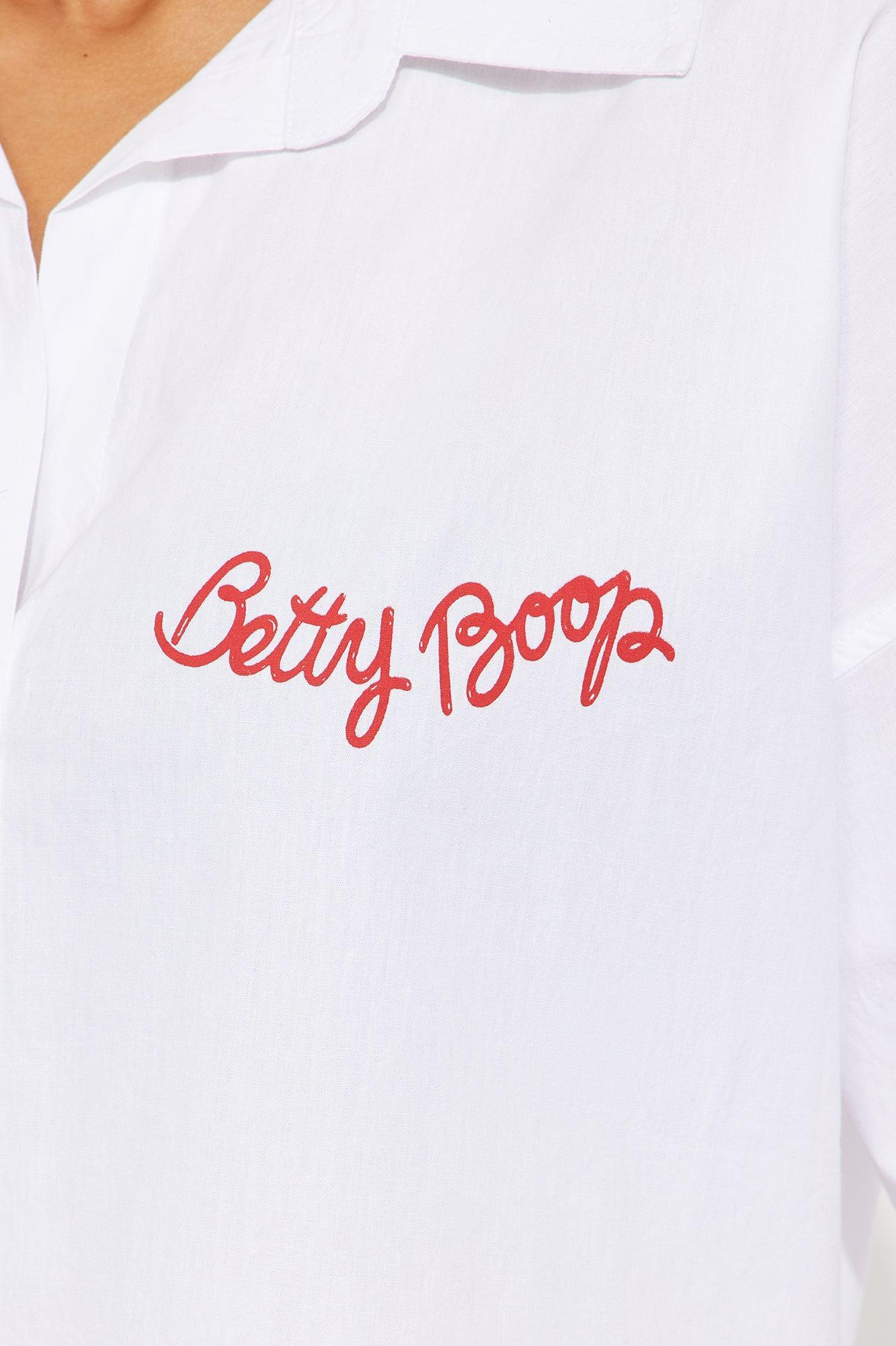 Betty Boop Poplin Top - White Product Image