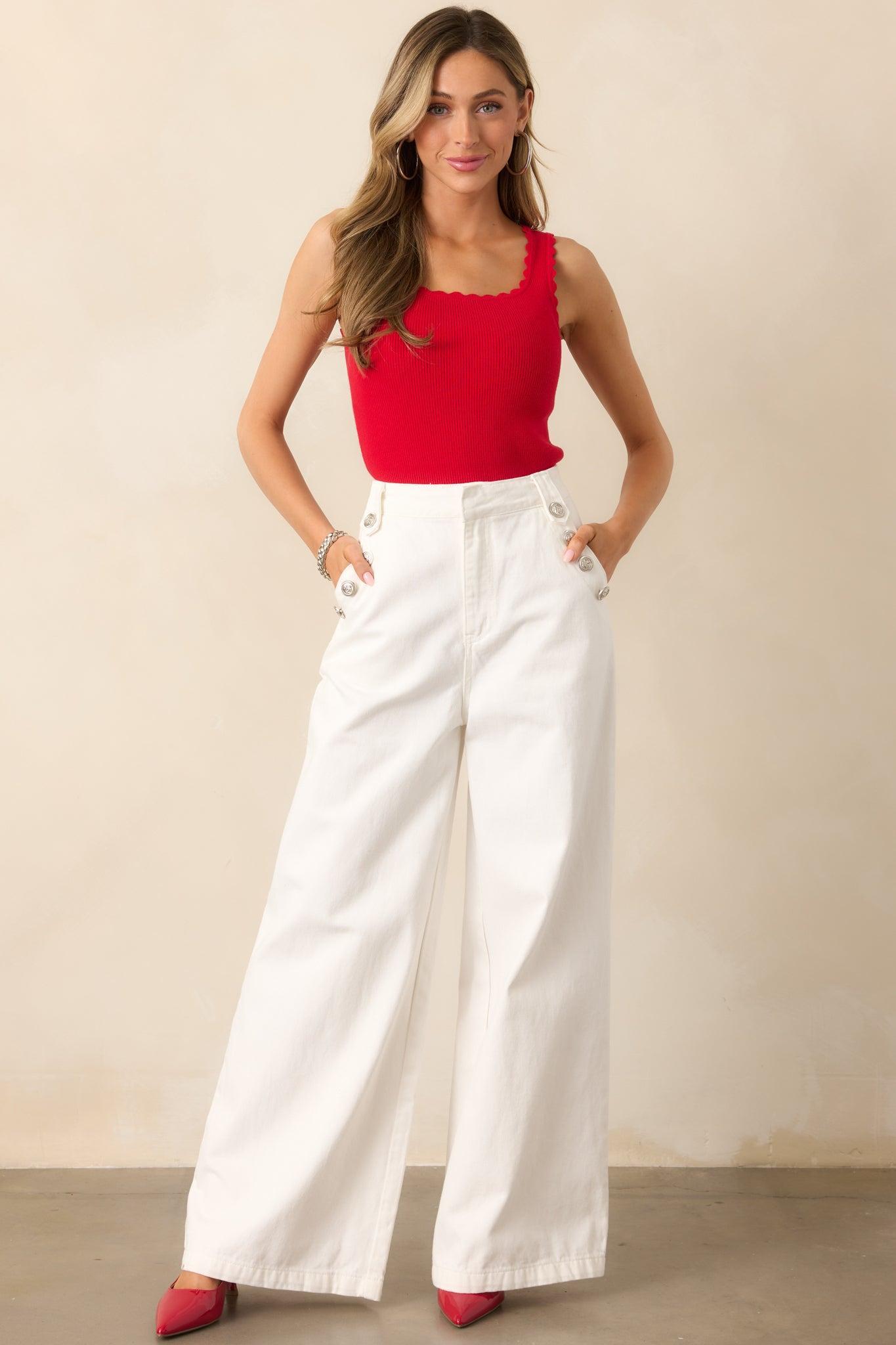 Shopping Day White Wide Leg Jeans Product Image