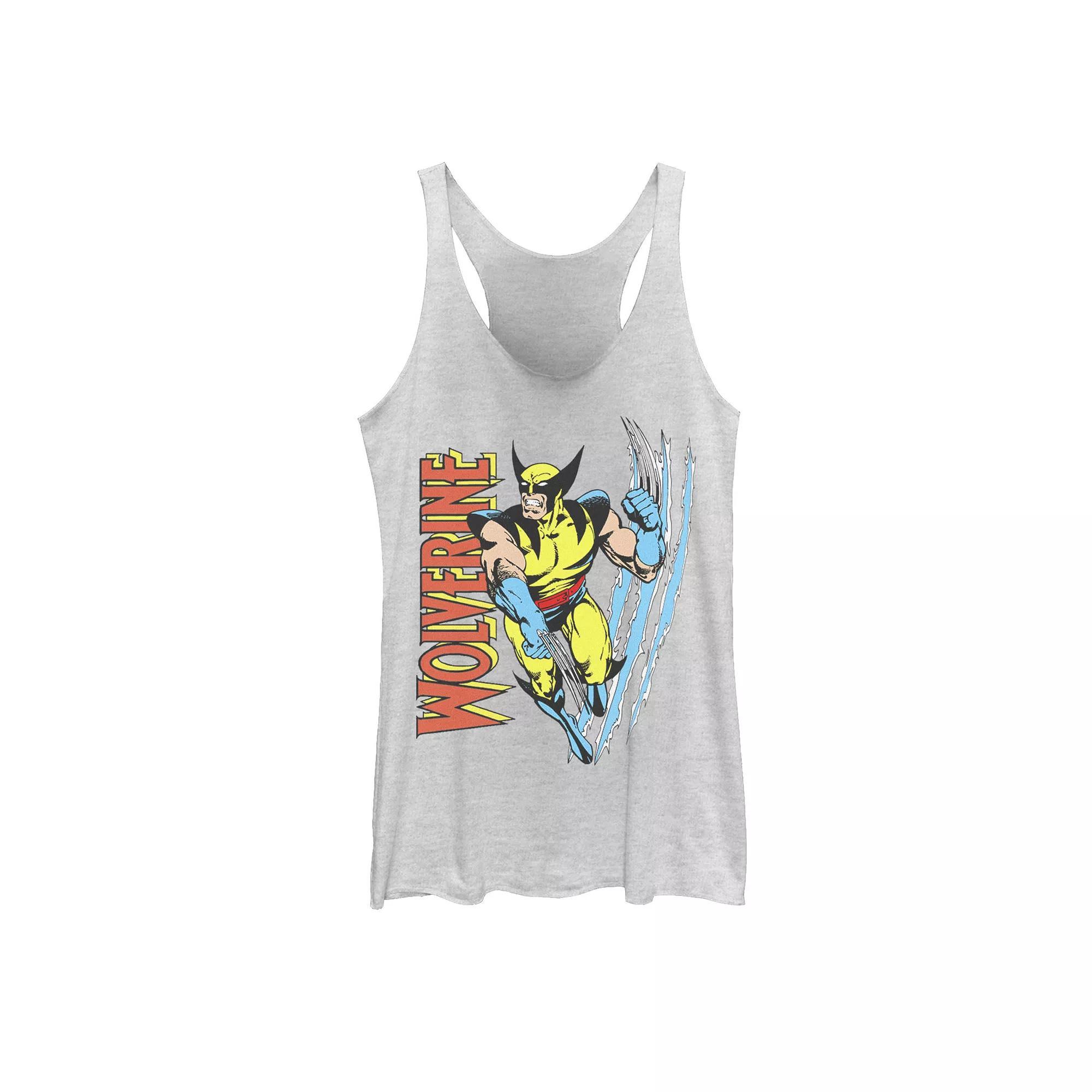 Juniors' Marvel X-Men Wolverine Vintage Claw Slice Tank Top, Girl's, Size: Medium, White Grey Product Image