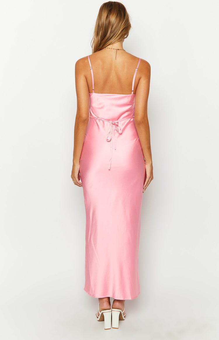 Renesmee Pink Satin Maxi Dress Product Image