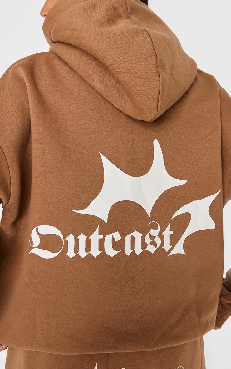 Taupe Outcast Print Oversized Hoodie Product Image