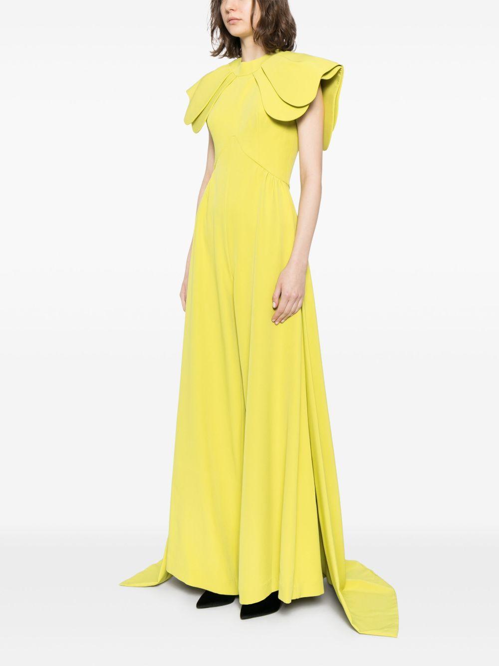crepe jumpsuit with back overskirt Product Image