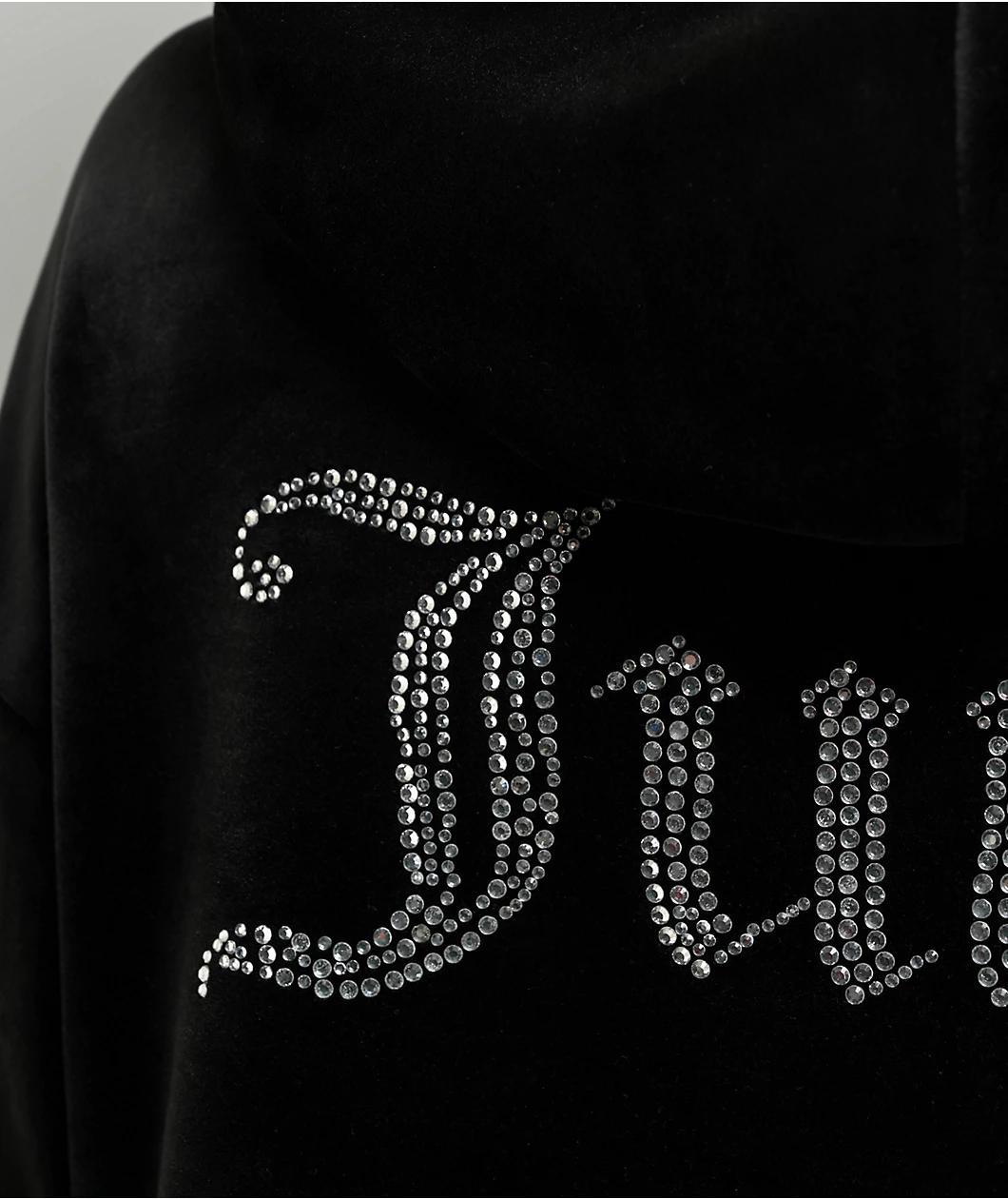 Juicy Couture OG Big Bling High Low Licorice Crop Hoodie Product Image