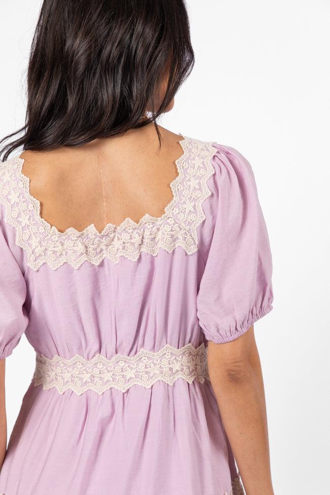 Savor This Feeling Pink Lace Trim Mini Dress FINAL SALE Product Image