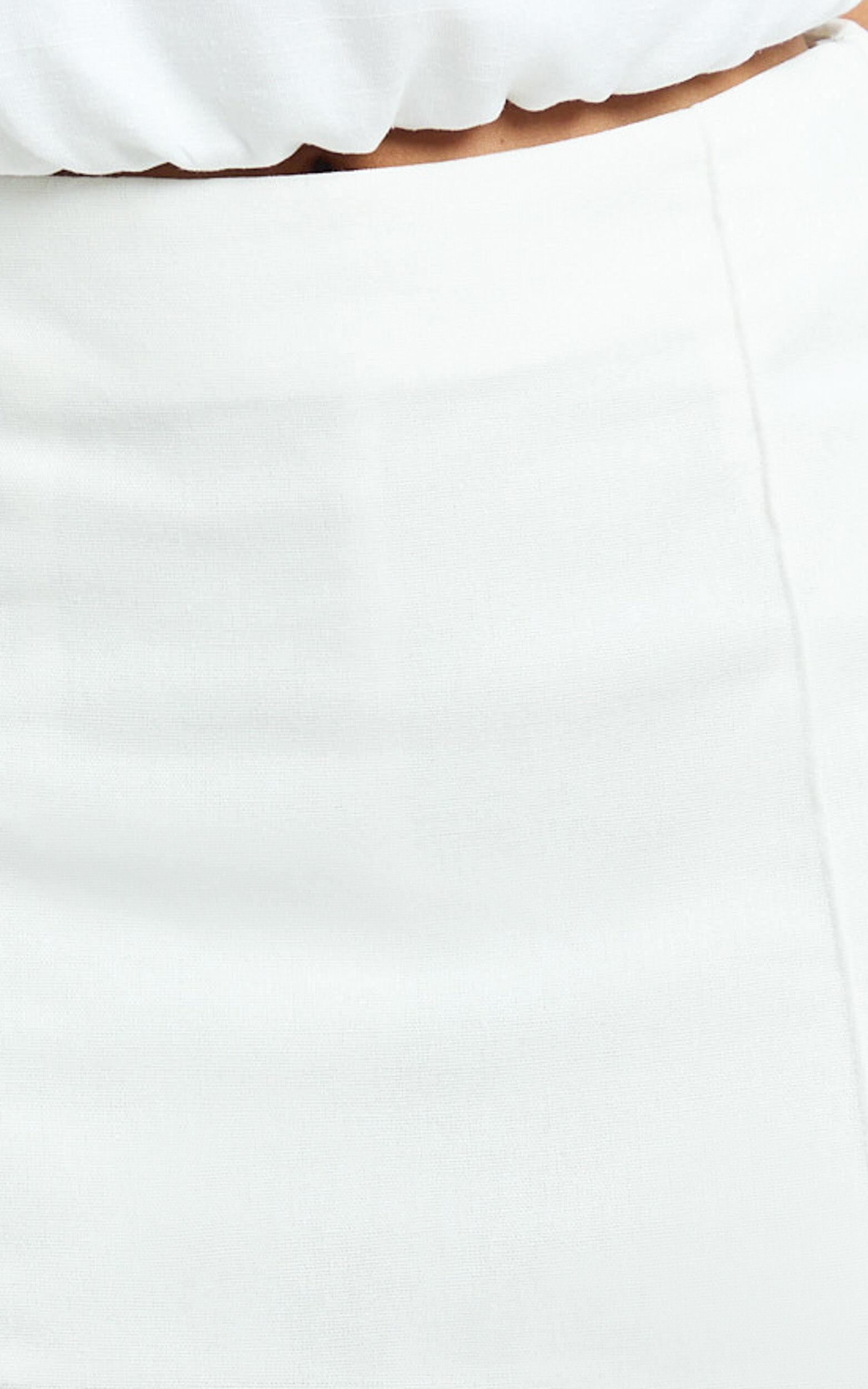 Cora Mini Skort - Linen Side Split Fitted Mini Skort in White Product Image