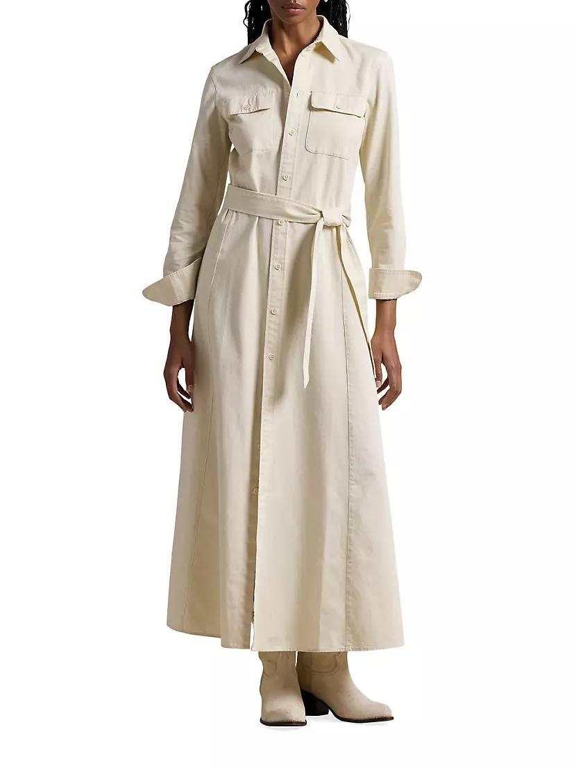 Cotton Twill Tie-Waist Shirtdress Product Image