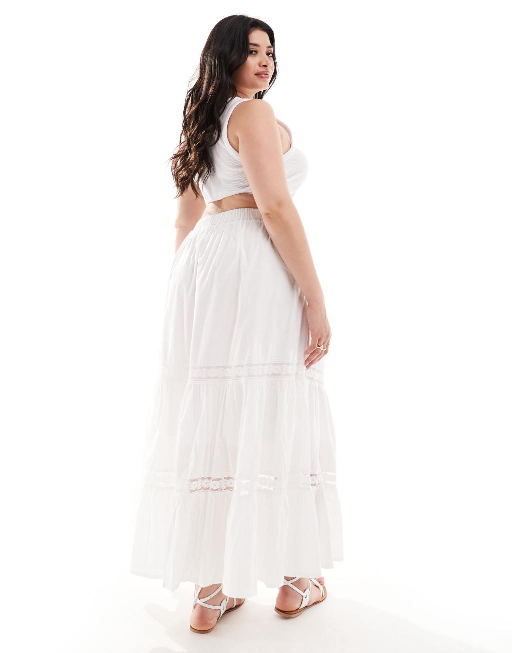 Yours tiered maxi skirt in white Product Image