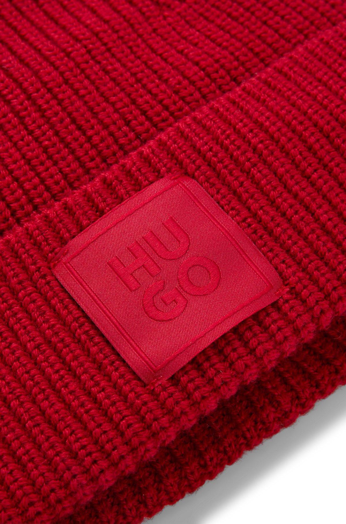 Wool-blend beanie hat with logo label Product Image