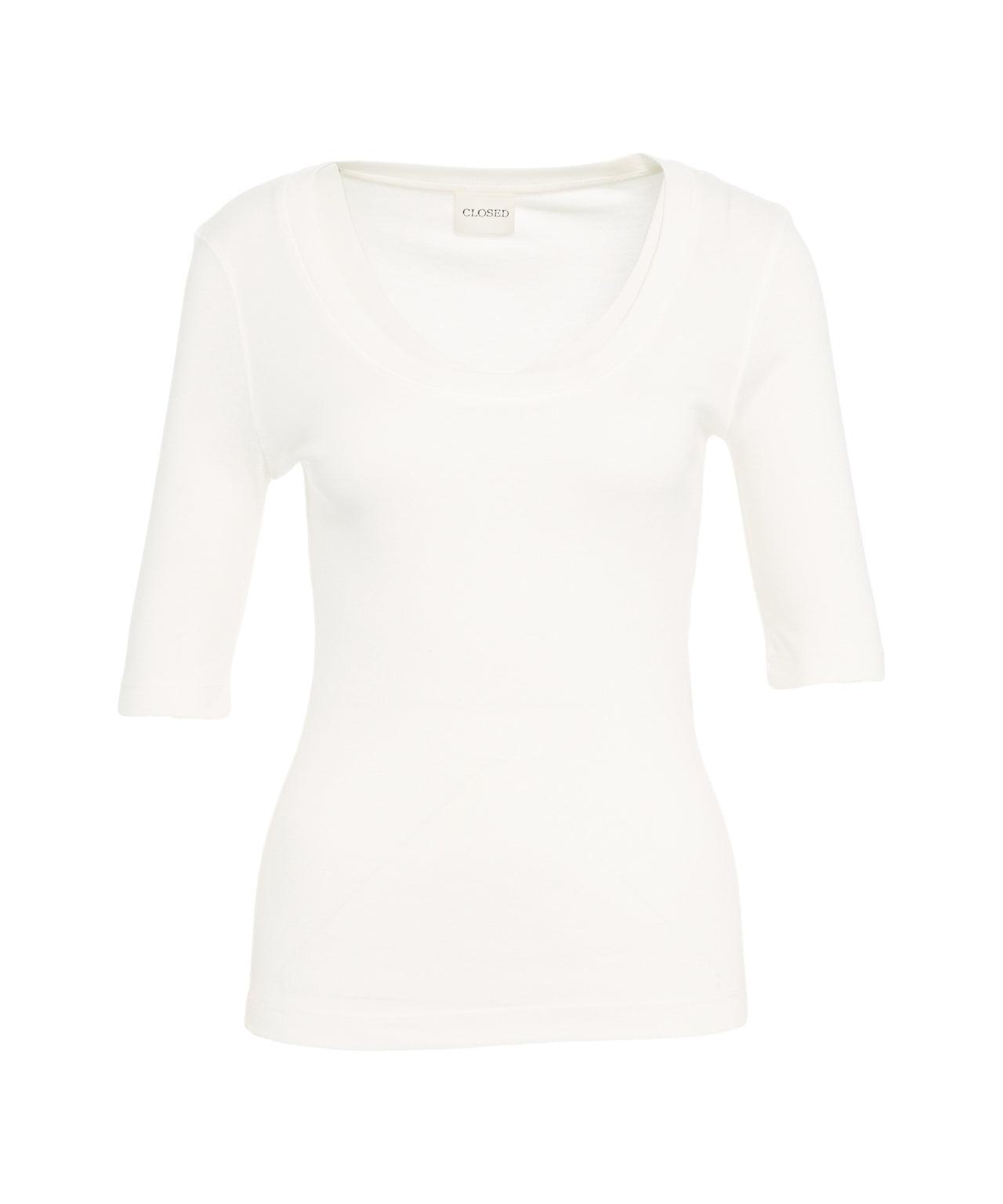 T-shirt with scoop neck and three-quarter sleeves Product Image
