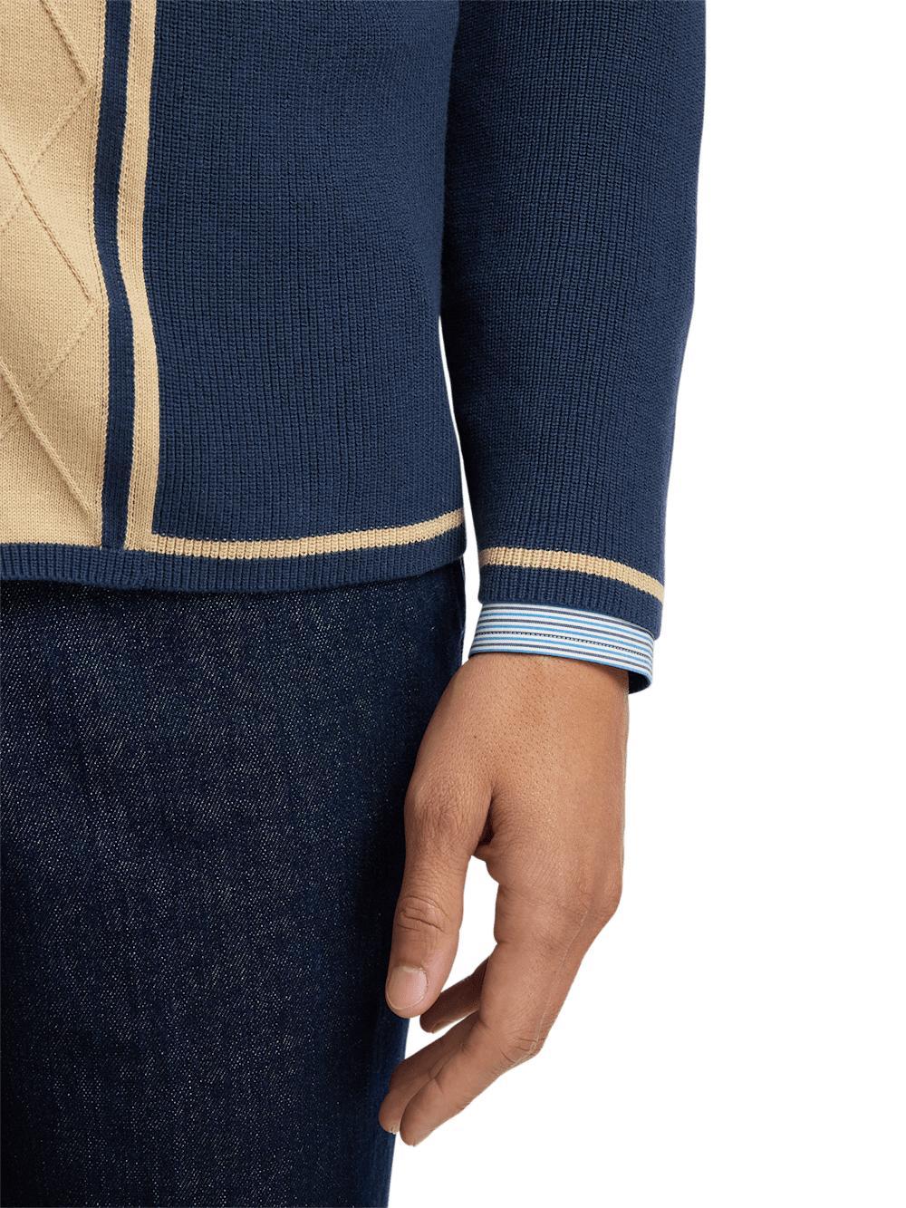 Cotton Button Front Cardigan Sweater - Navy Product Image