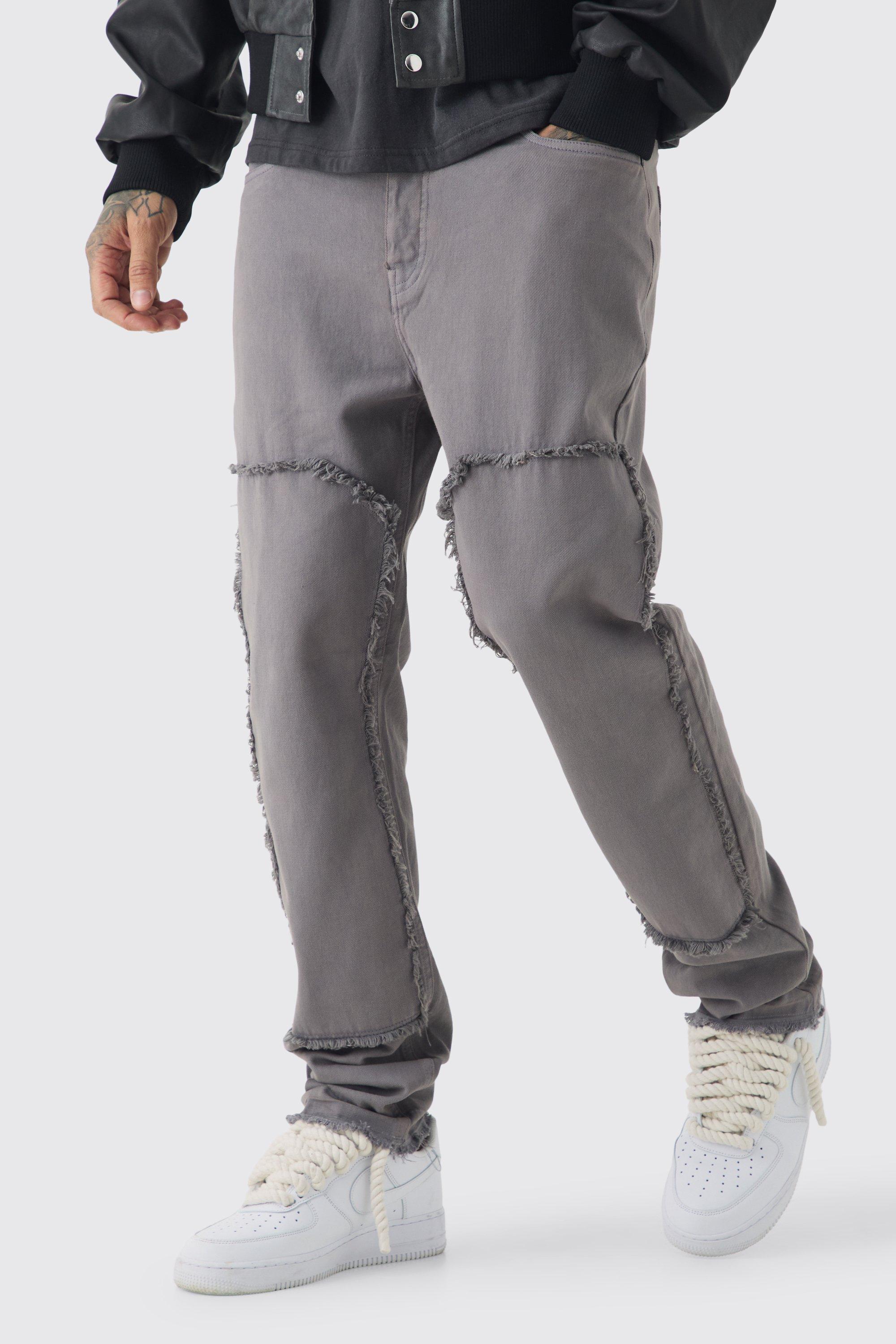 Tall Slim Leg Overdyed Carpenter Pants In Charcoal | boohooMAN USA Product Image