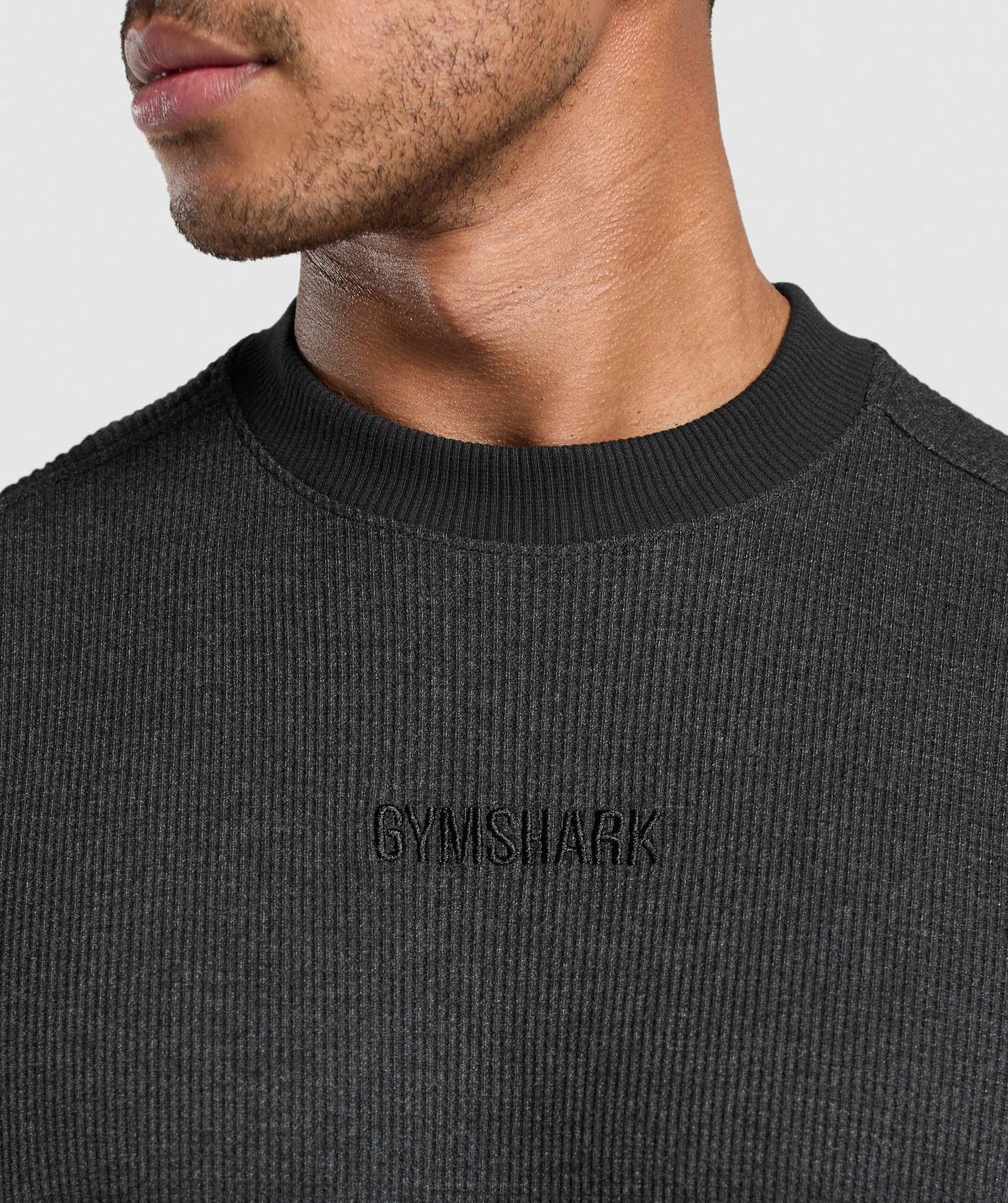 Gymshark Waffle Oversized T-Shirt - Black Male Product Image