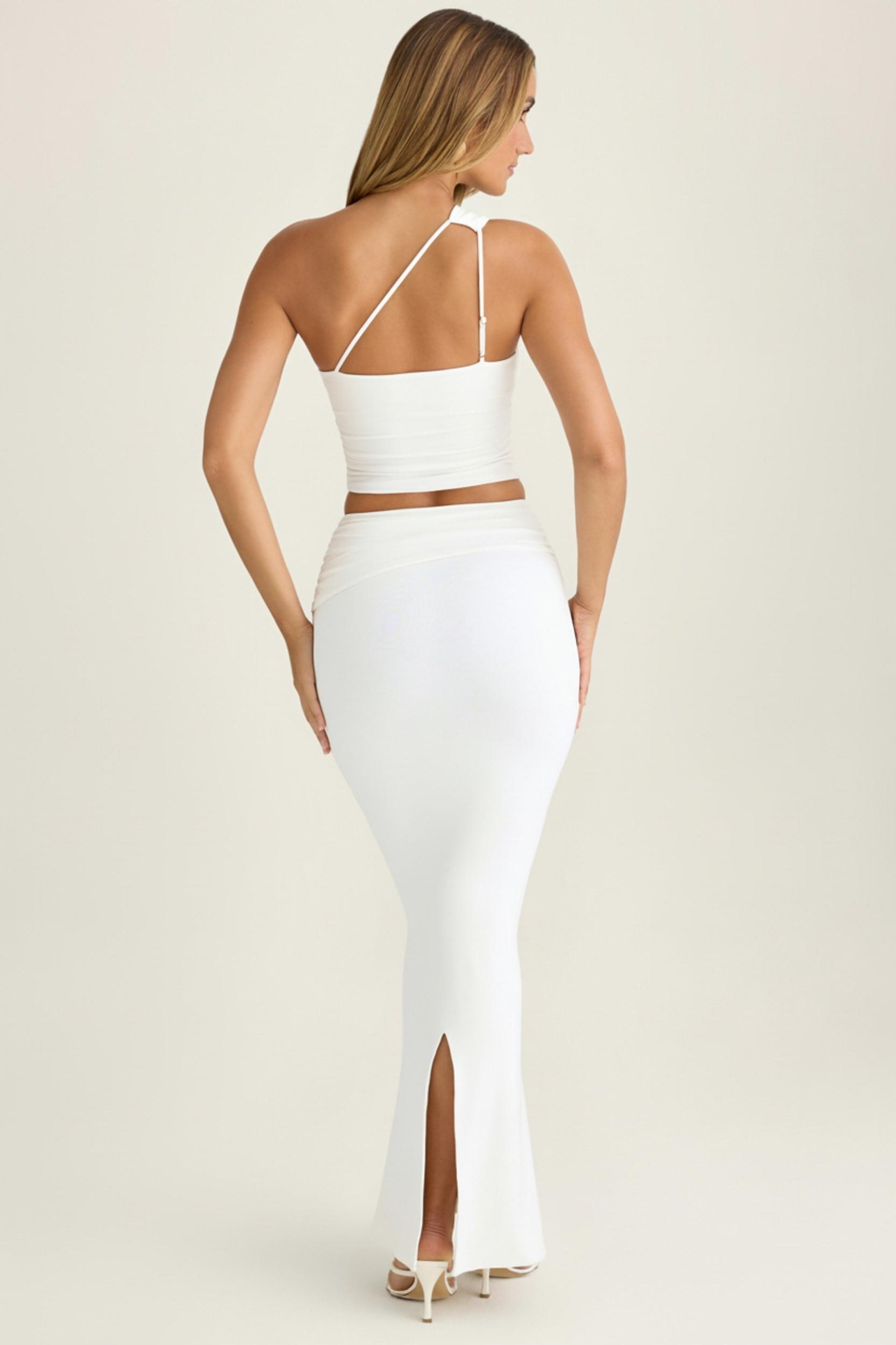 Modal Twist-Front Maxi Skirt in White Product Image