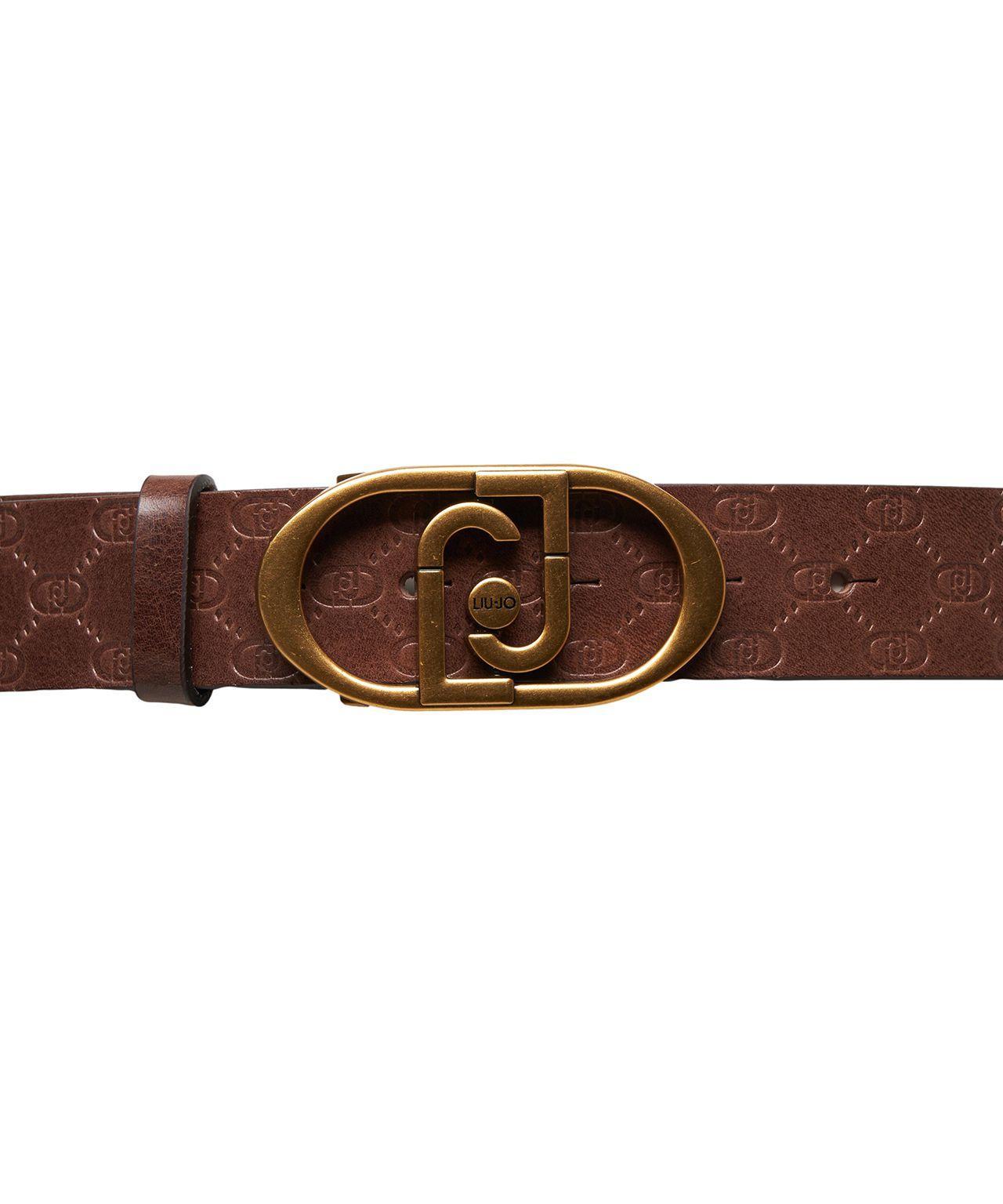 Leather belt with monogram Product Image