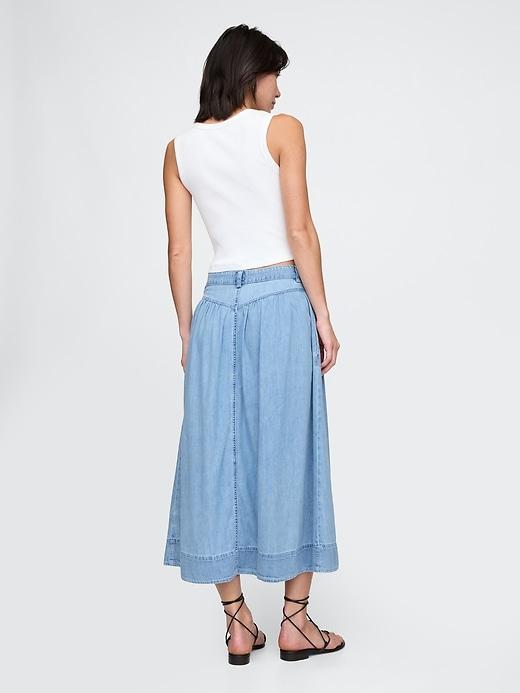 Denim Western Yoke Midi Skirt Product Image