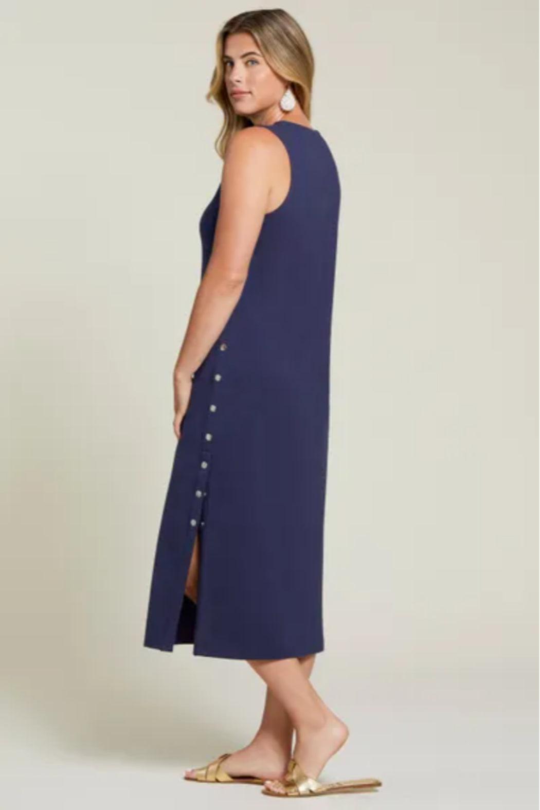 SLEEVELESS MIDI DRESS WITH SIDE SNAPS Product Image