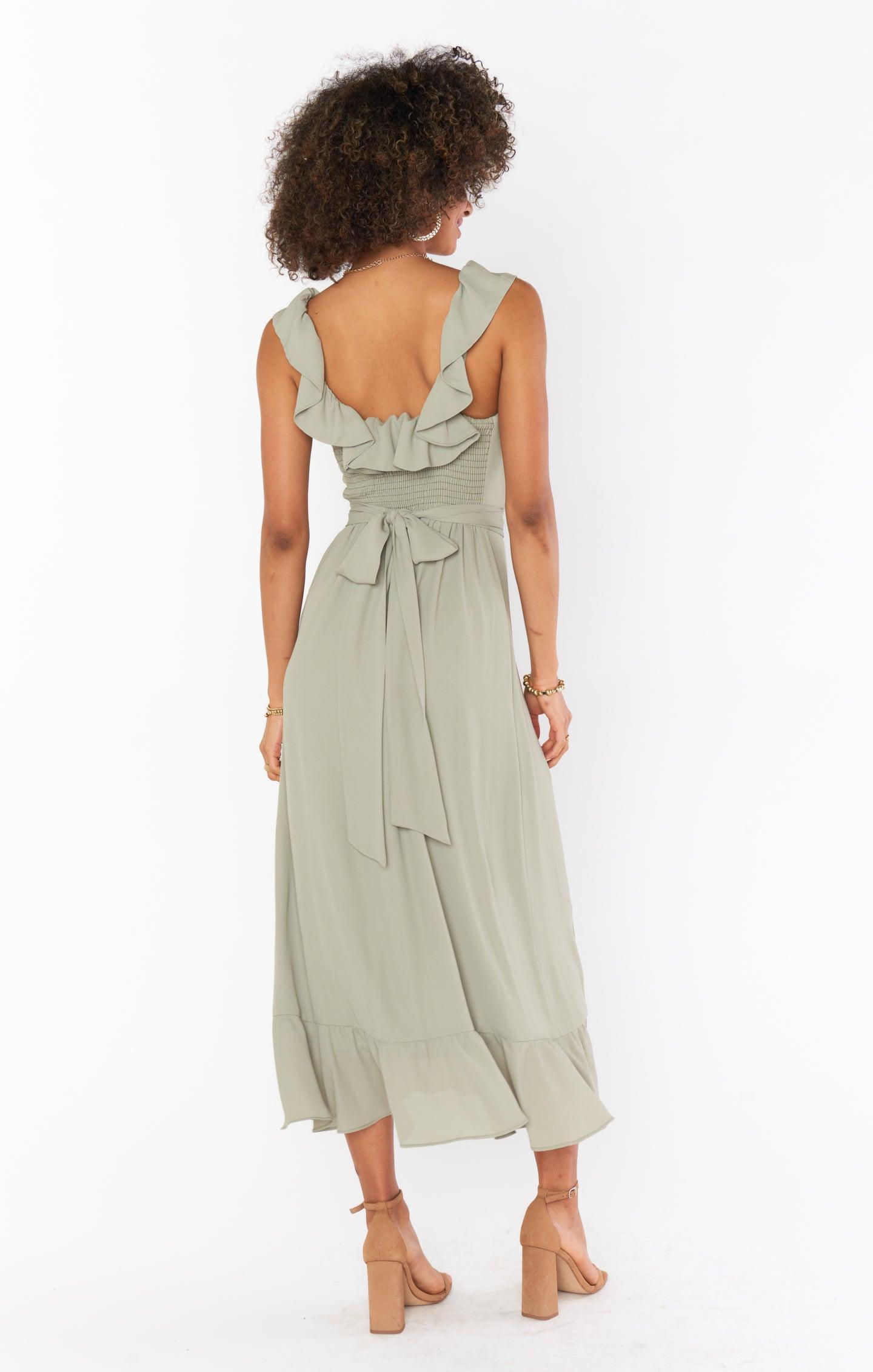 Alexis Midi Dress ~ Moss Green Crisp Product Image