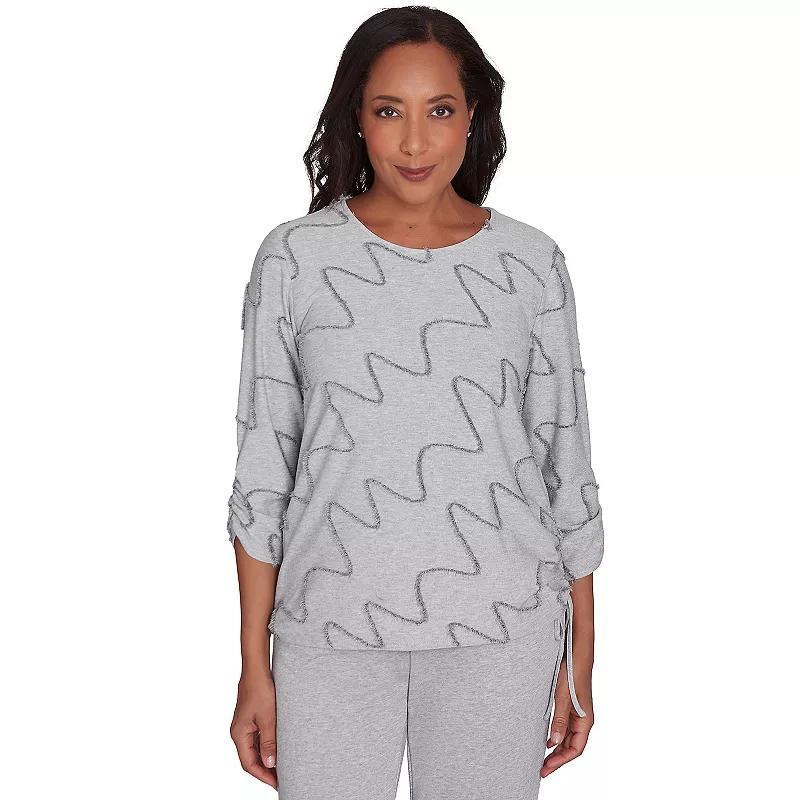 Women's Alfred Dunner Diagonal Textured Top, Size: Large, Gray Product Image