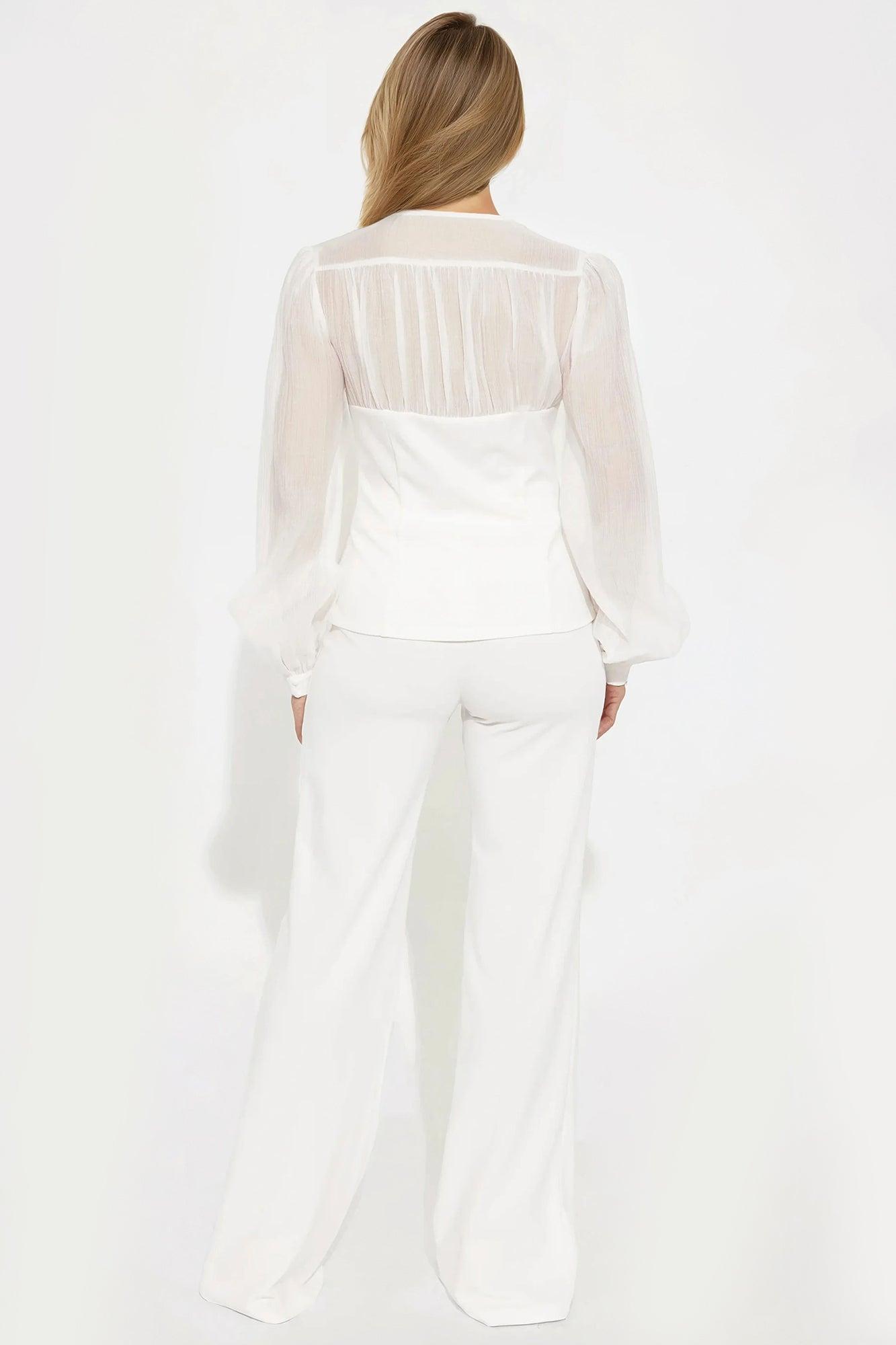 Sheer Intentions Wide Leg Pant Set - Off White Product Image