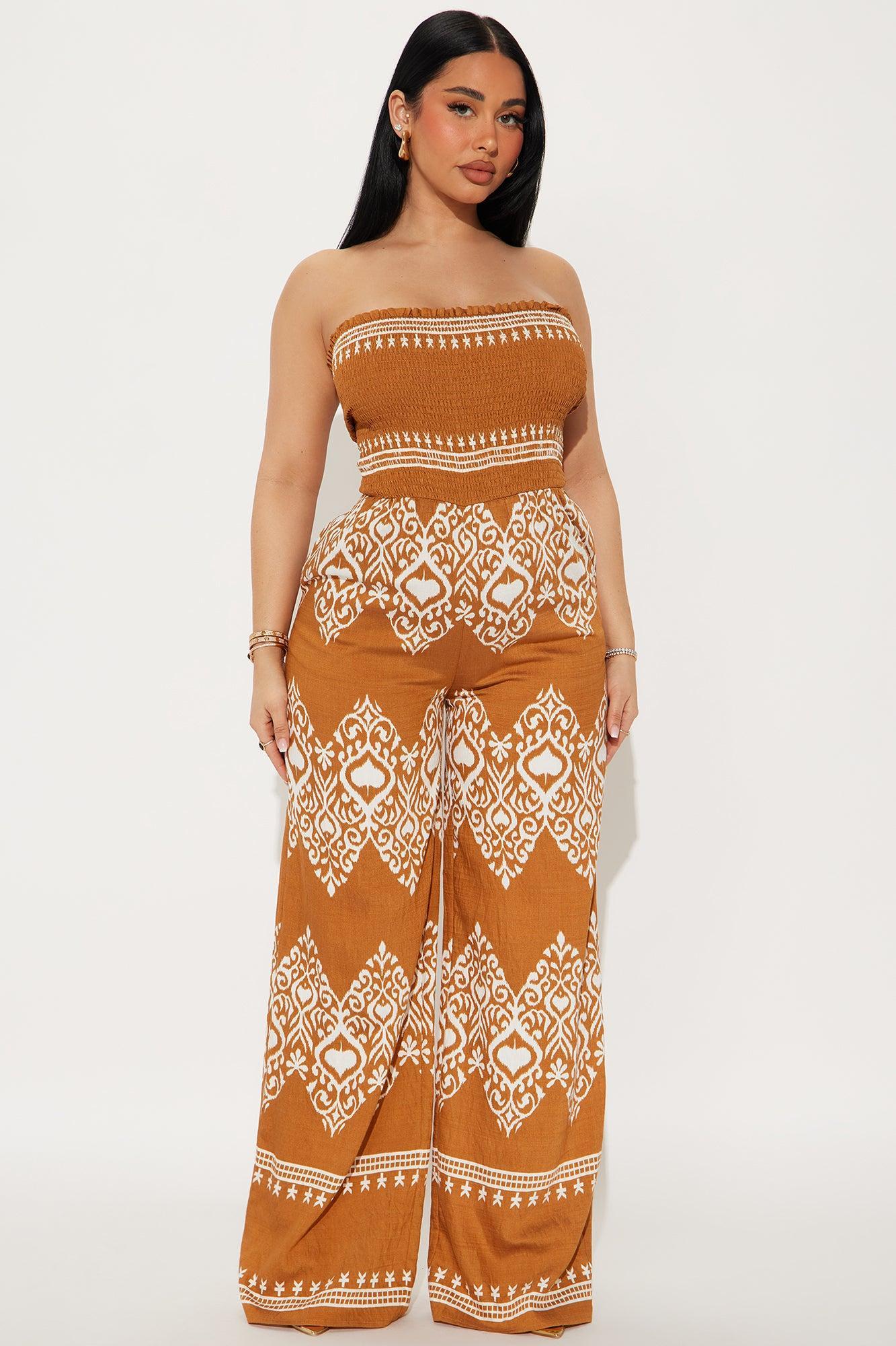 Can't Blend In Jumpsuit - Brown/combo Product Image