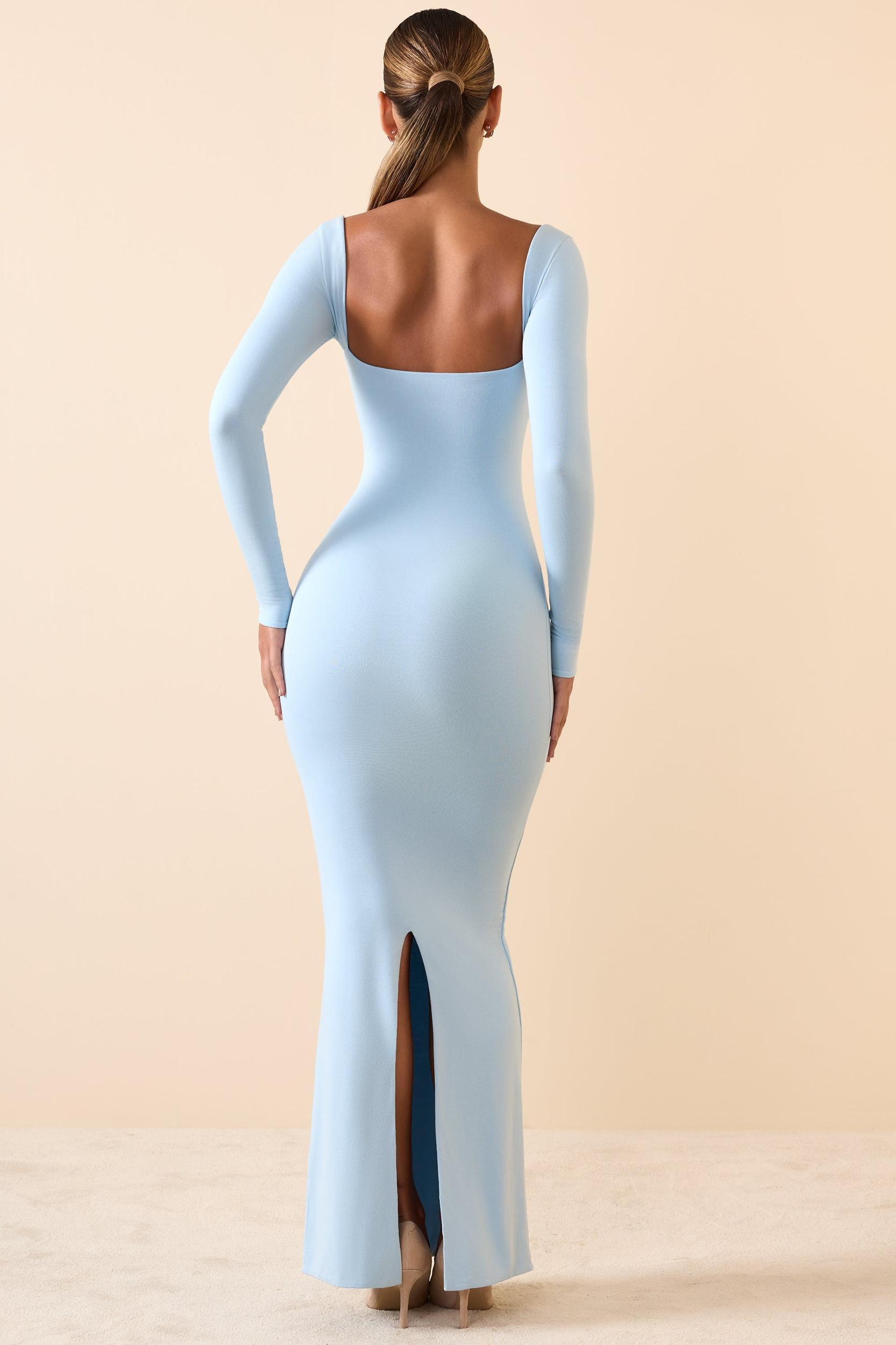 Modal Keyhole Cut-Out Maxi Dress in Ice Blue Product Image