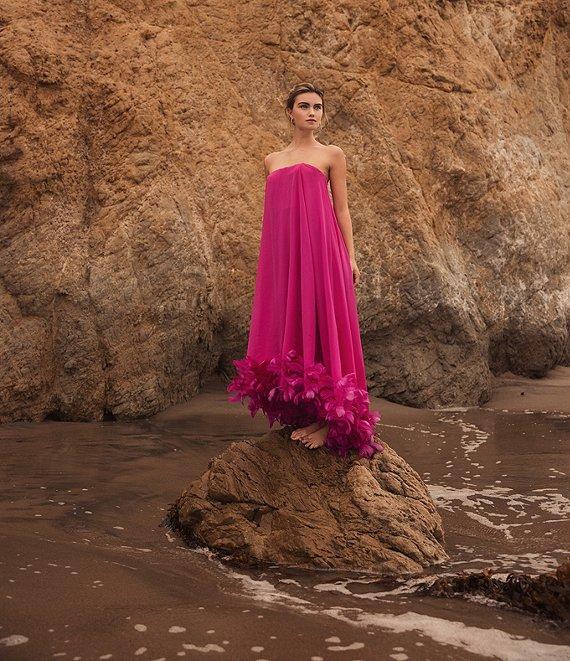 Mac Duggal Strapless Flare Feather Hem Gown Product Image