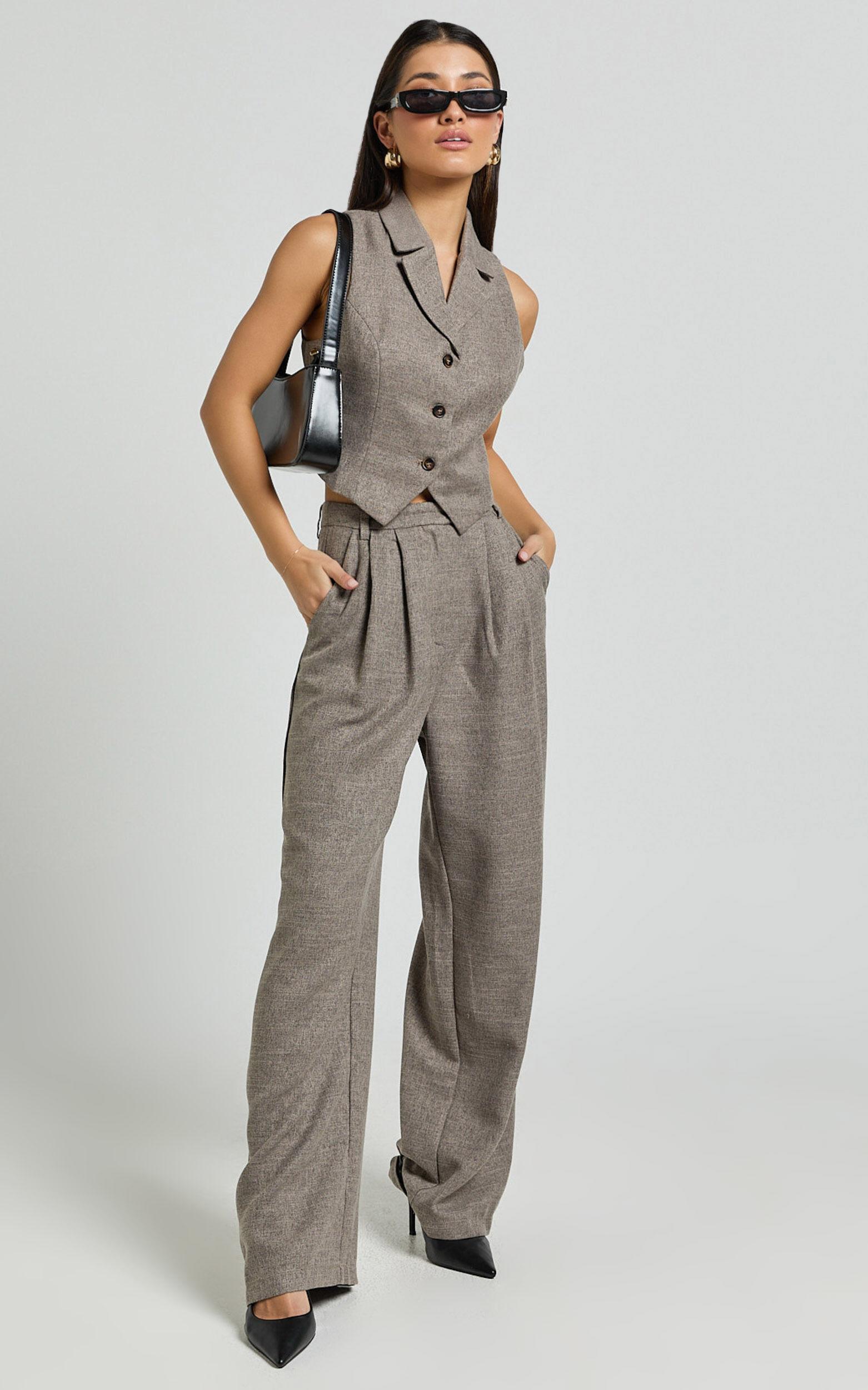 Andie Vest - Button Through Collared Vest in Grey Product Image