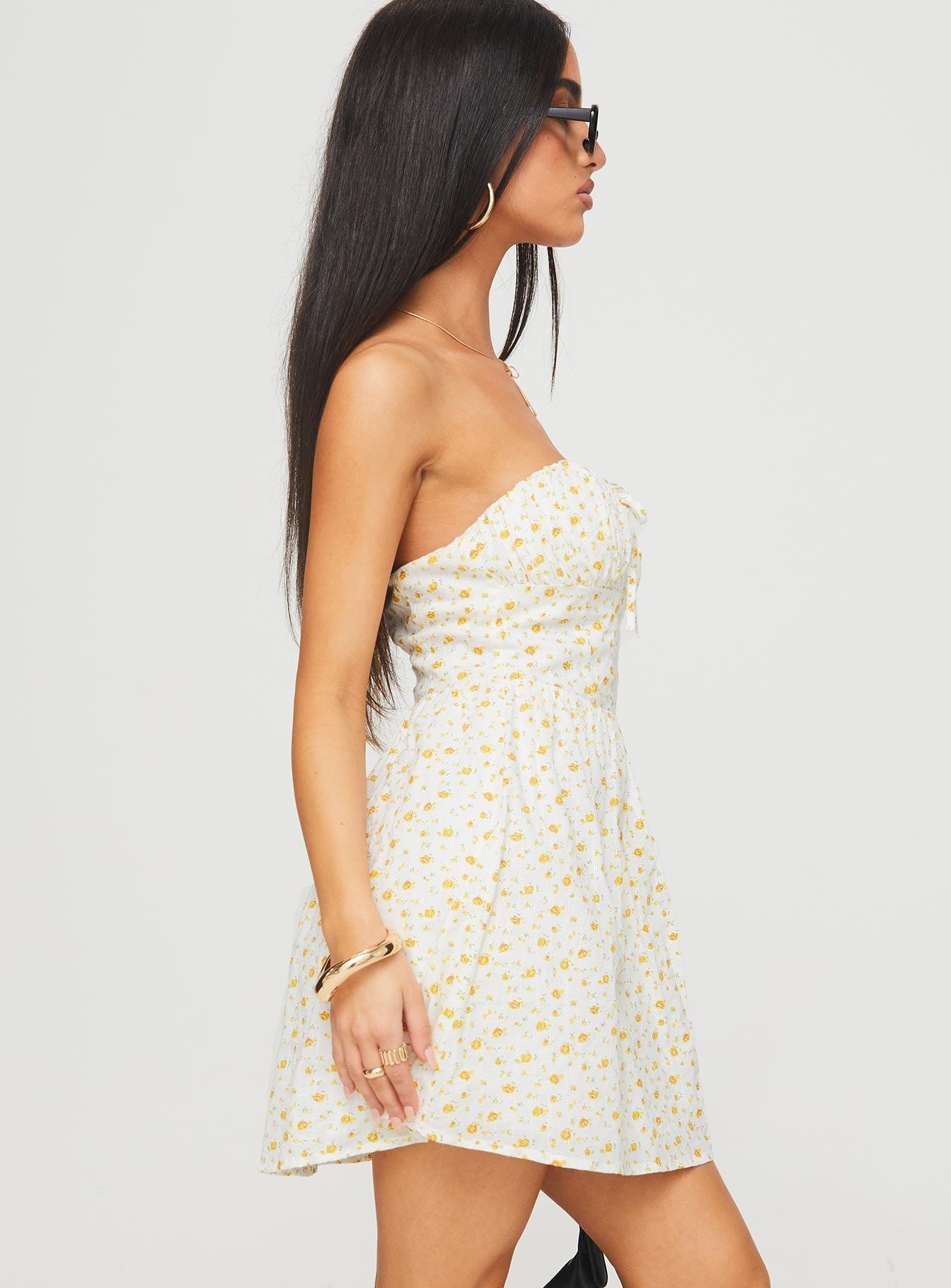 Calidora Strapless Mini Dress Orange Floral Product Image