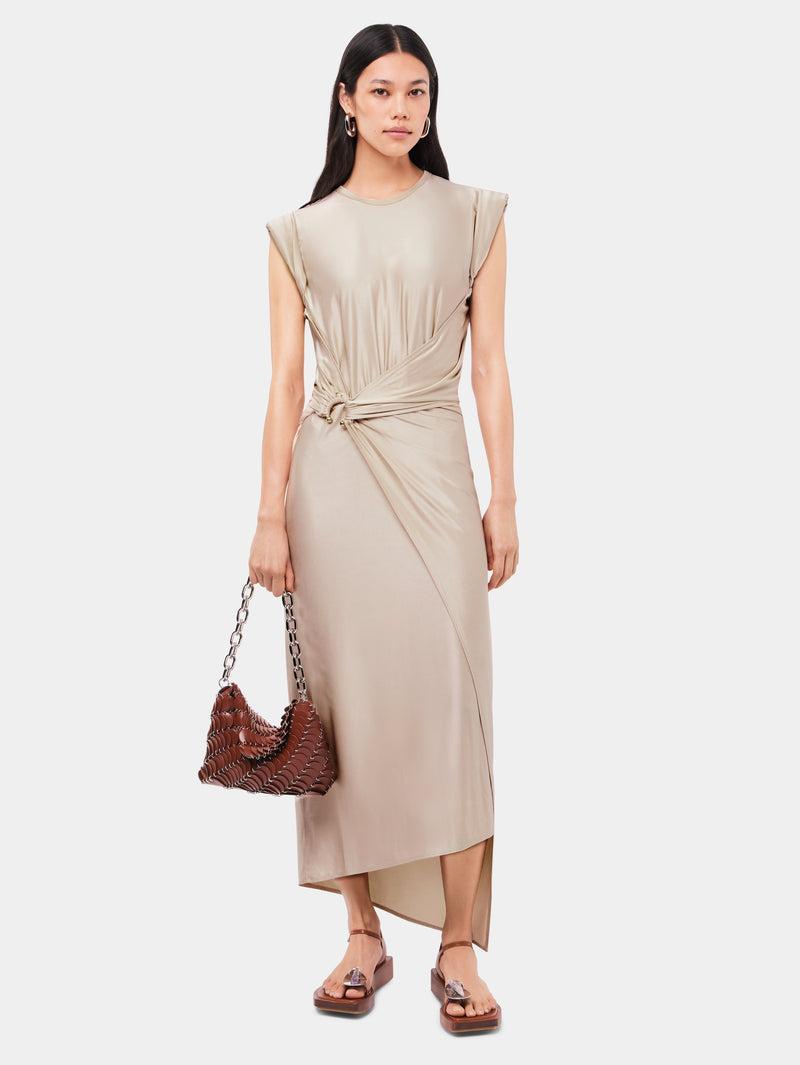 Nude draped dress with signature piercing Product Image