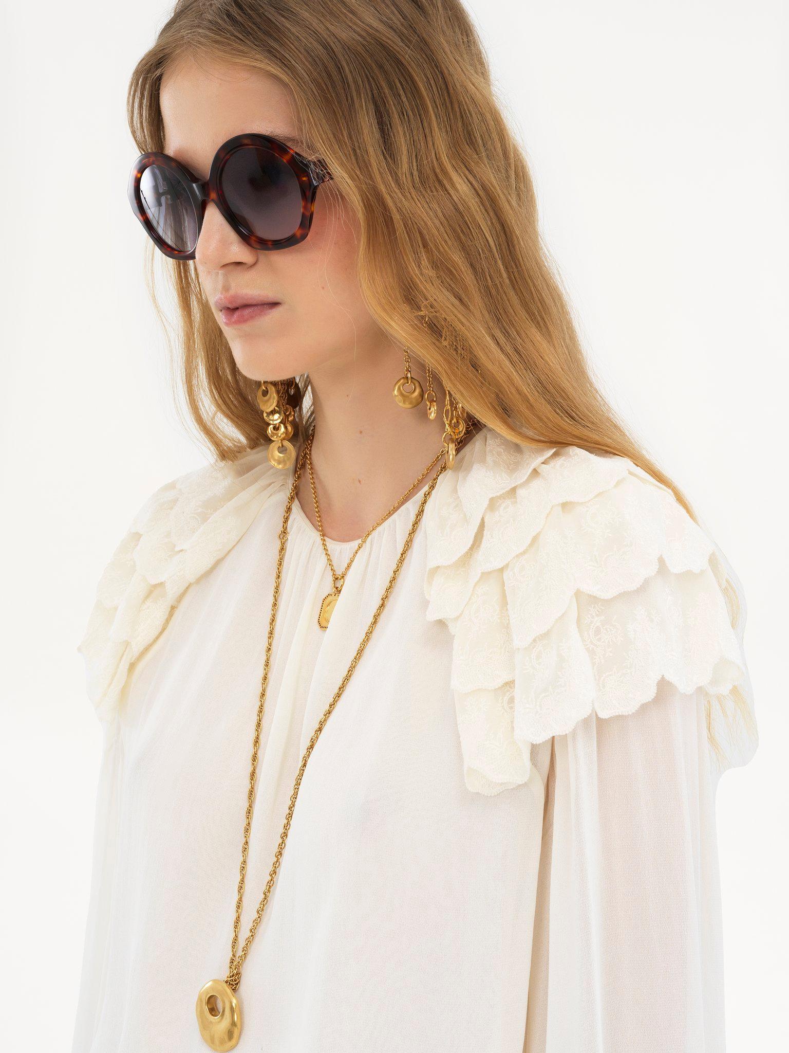 Gathered ruffle top in silk georgette Product Image