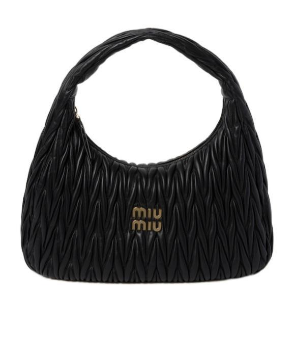 MIU MIU Wander Matelassé Nappa-leather Hobo Bag In Black Product Image