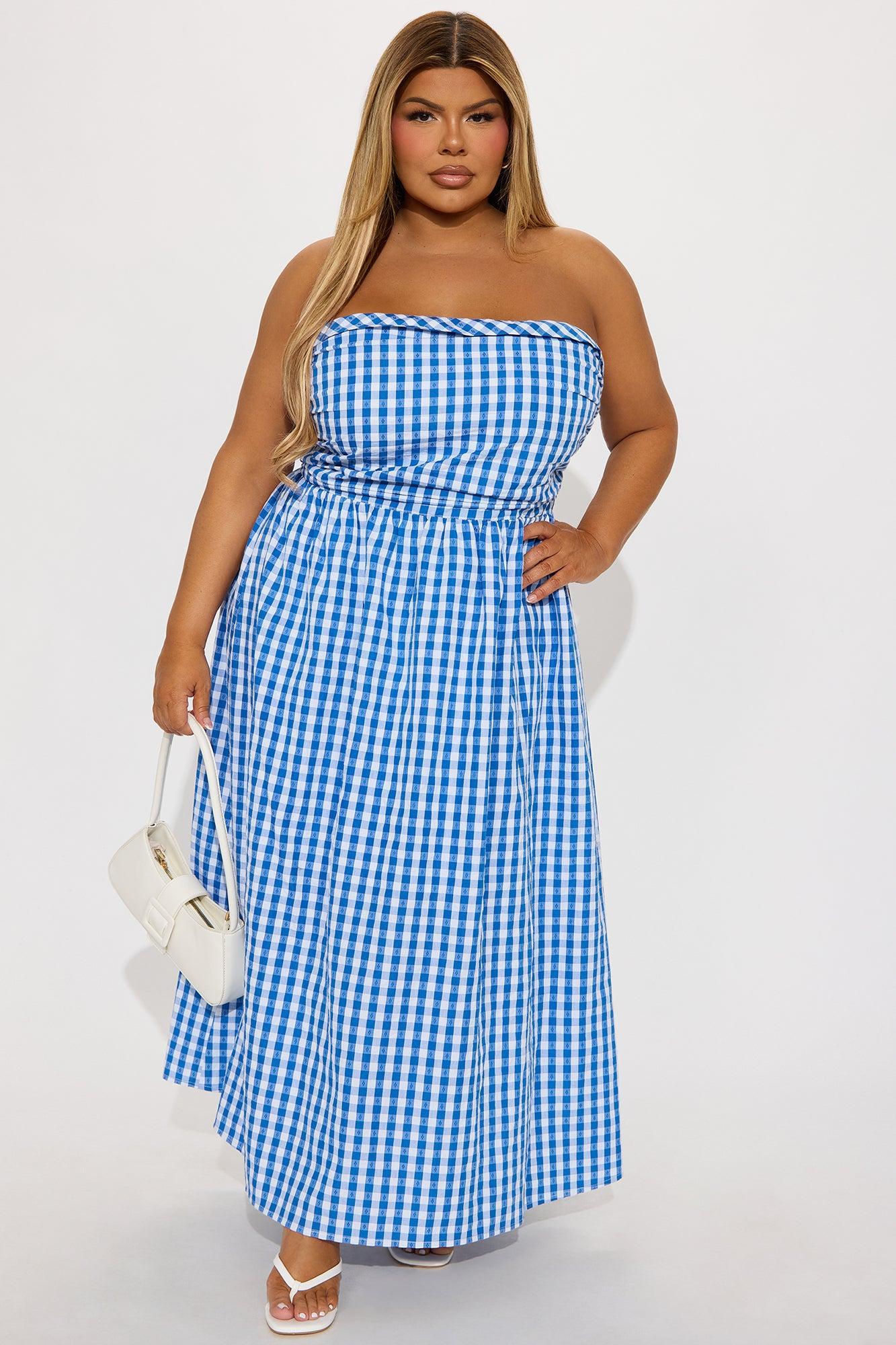 Dorie Gingham Midi Dress - Blue Product Image