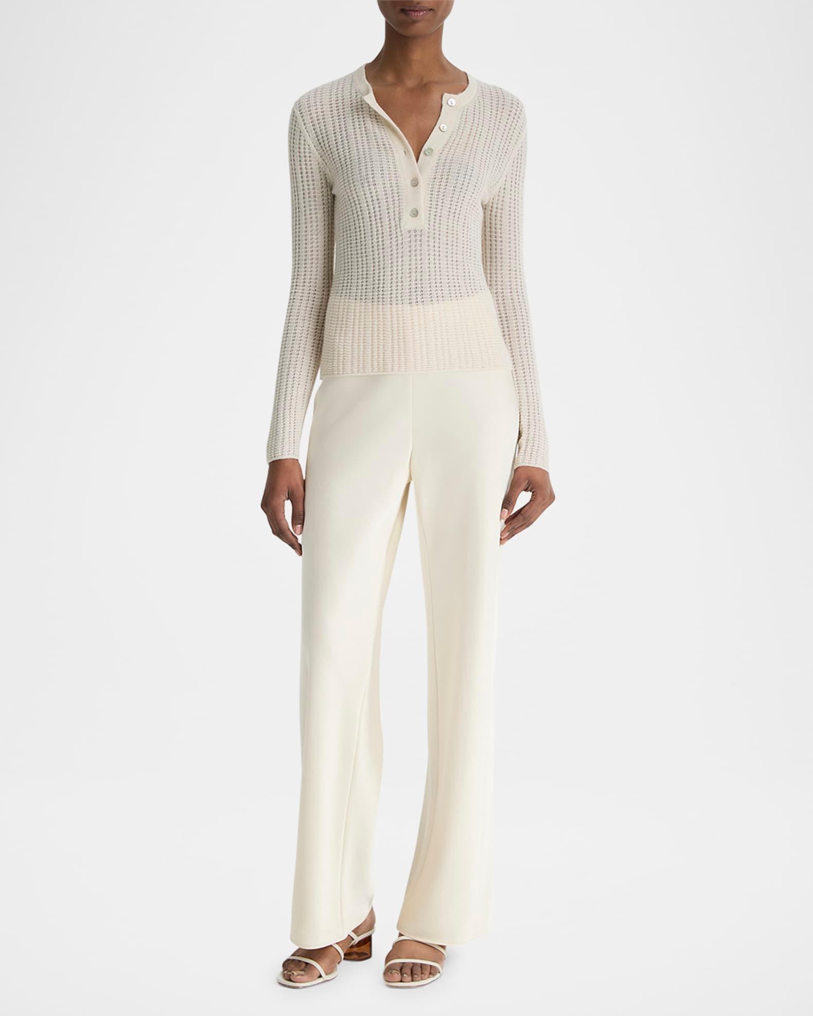 Waffle-Knit Henley Top  Product Image