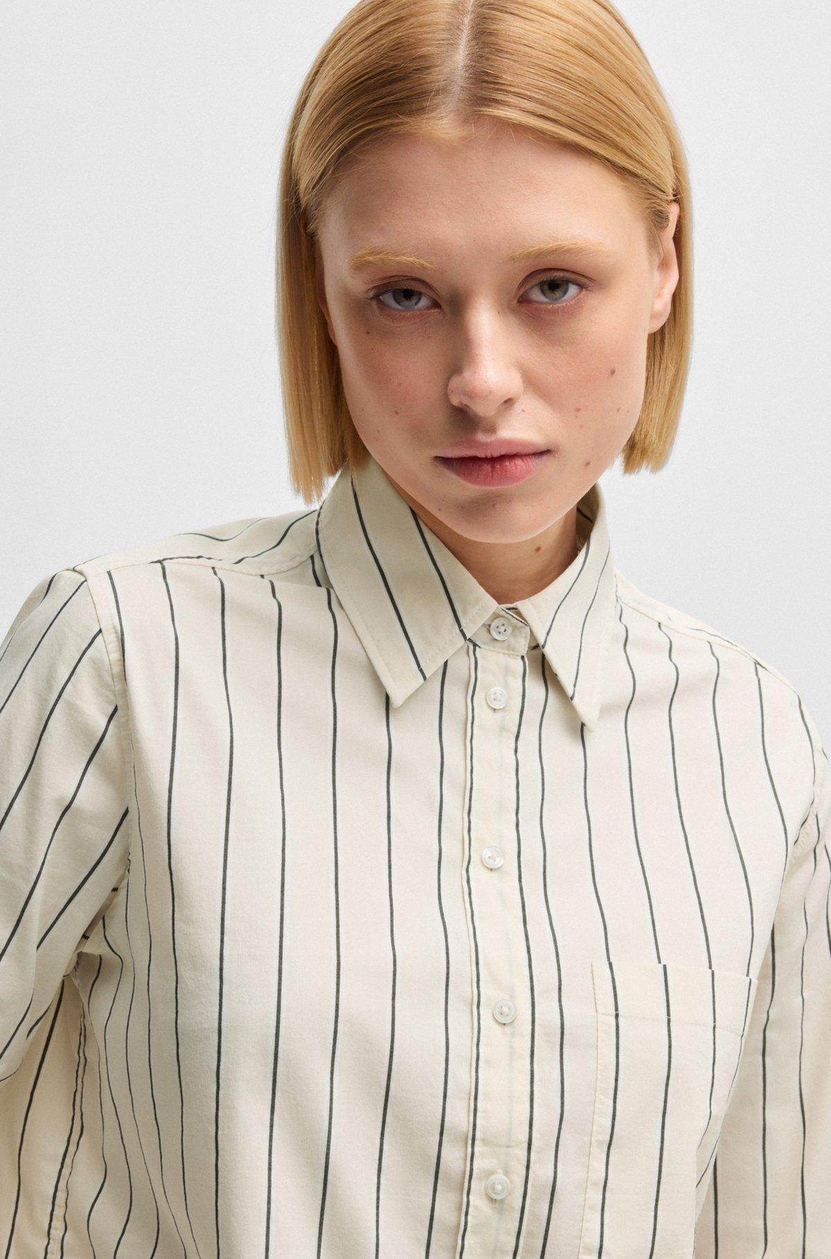 Regular-fit blouse in striped stretch cotton Product Image